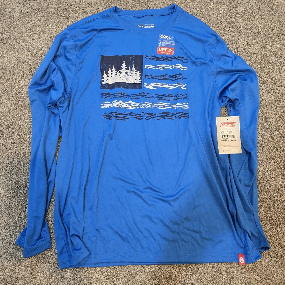 Coleman Mens Large Long Sleeve Shirt. Blue Color